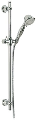 Ensemble de douche ANTICA avec barre, flexible, douchette 2 jets (pluie, massant), système anti-calcaire avec picots souples, chromée