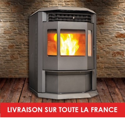 Poêle à granulés STRAUSS EGRA gris anthracite 11Kw