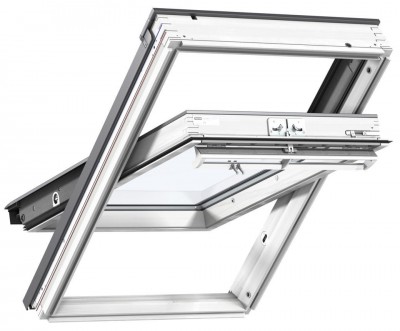 Fenêtre de toit à rotation manuelle TOUT CONFORT bois peint blanc 1340mm VELUX