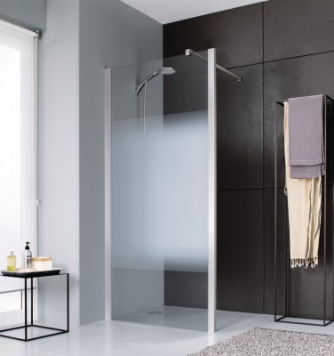 Paroi JAZZ fixe douche ouverte 90cm argent LEDA
