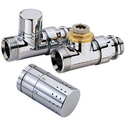 Kit robinet radiateur thermostatique déco chromé droit