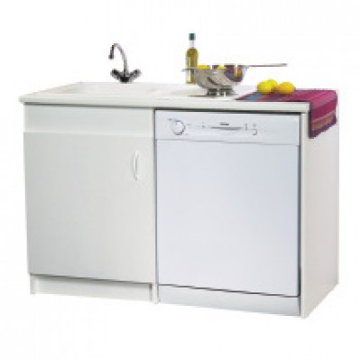 Meuble sous évier NEOVA 120x82x60cm, 1 porte mélaminé blanc