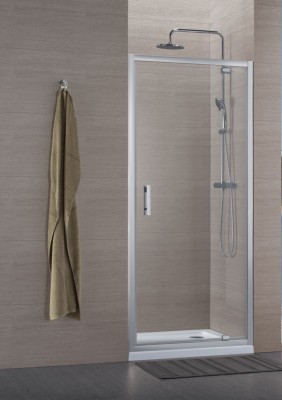Paroi de douche CONCERTO pivotante profilé argent brillant verre transparent 100x100cm