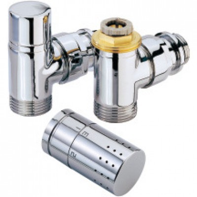 Kit robinet radiateur deco chromé équerre