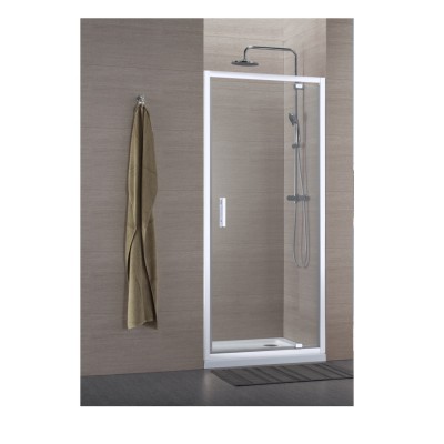 Paroi de douche Concerto porte pivotante blanc verre transparent 100 cm