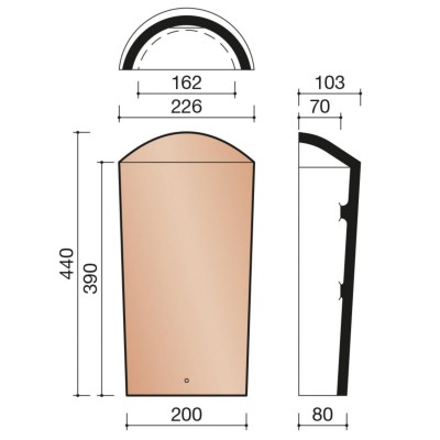 About d'arêtier tige de botte terre cuite brun 440 x 226 mm KORAMIC