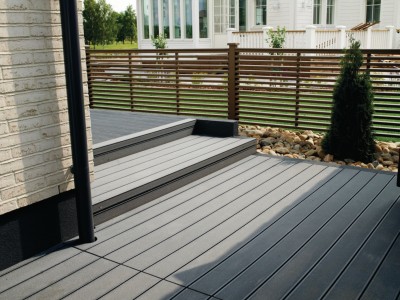 Lame de terrasse en bois composite Virginia gris 28 x 127,5 x 2400 mm UPM PROFI