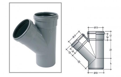 Culotte PVC-PVC mâle/femelle 45° diamètre 200mm NICOLL