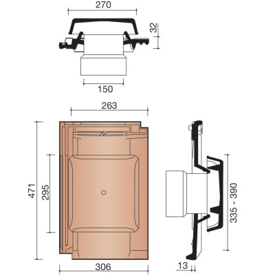Kit tuile à douille 150 Jura Nova nuagé 306 x 471 x 150 mm KORAMIC