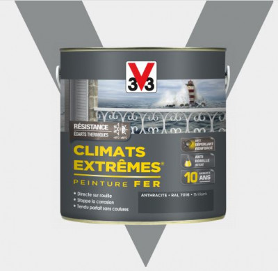 Peinture fer climat extrême brillant-gris galet 0,25 l V33
