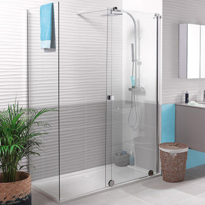 Paroi de douche coulissante Pureday verre Timeless profilé chromé droite 140cm