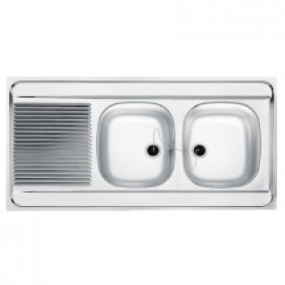Evier INOX réversible 2 cuves 1 égouttoir 120x60 FRANKE