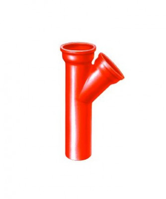Culotte fonte simple 45° à fût allongé SME - brun-rouge - diamètre 100/100 mm - PONT A MOUSSON 