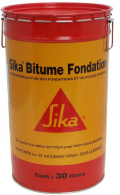 Solution pétrolière noire Sika Bitume Fondation - tonnelet 30 litres - SIKA