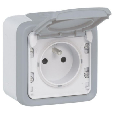 Prise de courant Plexo - 2P + T - gris - 84x80x62 mm - 16 A - LEGRAND