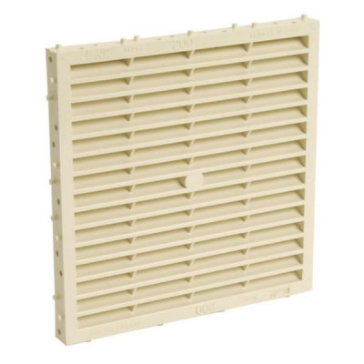 Grille d'aération carrée spéciale façade à combinaison + moustiquaire - PVC sable - 197 x 197 mm - NICOLL