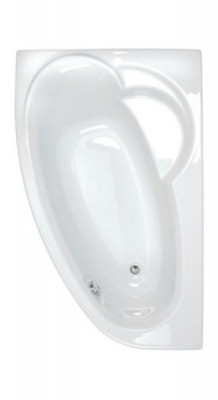 Baignoire asymétrique LADIVA junior droite vidage standard non fourni profondeur interne 42 cm en toplax contenance 80 litres blanc 160 x 100 cm AQUARINE