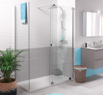 Paroi de douche coulissante PUREDAY verre TIMELESS profilé chromé 160 cm droite