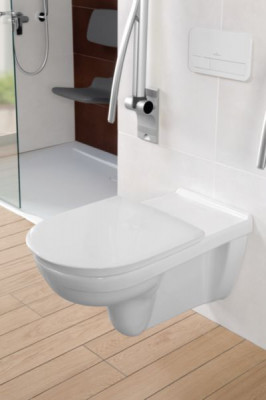 Abattants WC ONOVO VITA antibac à cales spéciales assurant une meilleure stabilité latérale avec rebord préhensible à charnières QuickRelease et Soft Closing en acier inoxydable blanc VILLEROY ET BOCH