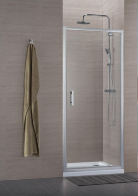 Paroi de douche Concerto accès de face porte pivotante profilé argent brillant verre transparent 70 x 195 cm