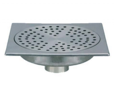 Siphon de sol acier inoxydable sortie verticale 200 x 200 mm diamètre 50 mm LAZER