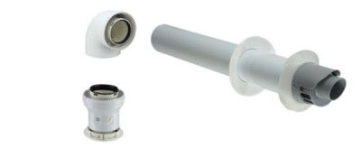 Kit terminal horizontal : coude 87° avec prise de mesure + terminal horizontal DUALIS épaisseur diamètre 60 - 100 KSTH 60 E.P POUJOULAT
