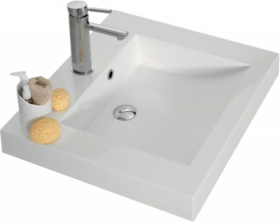 Plan résine de synthèse Serenite 700 x 80 mm sans jupe arrière blanc NEOVA