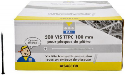 Vis tête trompette à pointe clou longueur 100 mm boîte de 500 PIECES ET ACCESSOIRES INDUSTRIELS 