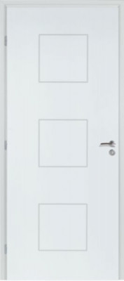 Bloc-porte alvéolaire Graphik Klassic prépeint H90 néolys blanc à récouvrement pêne dormant demi-tour gauche poussant 204 x 83 cm RIGHINI