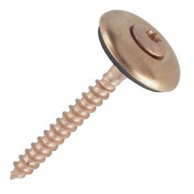 Vis Ø 4,5 mm L. 8 cm + rondelle cuvette avec joint inox cuivré Ø 19 mm boîte 100 pièces KLÖBER 