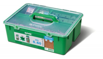 Kit de fixation Green Box pour terrasse bois exotique inox diamètre 5 x 60 mm 850 vis SPAX