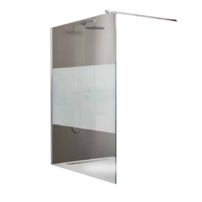 Paroi Open 2 douche ouverte verre sérigraphié profilé brillant avantage barre stabilisation 1.1 x 1.2 x 2.03 m LEDA