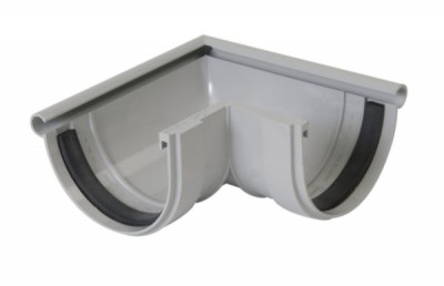 Angle extérieur 90° PVC gris pour gouttière demi-ronde de 25 cm NICOLL 
