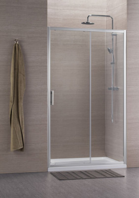 Paroi CONCERTO accès coulissant 2 volets argent verre transparent 110 cm