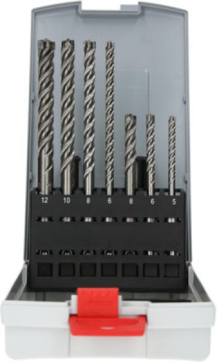 Coffret 7 forêts SDS Plus-5 -7X 4 taillants D5/6/8 x 115 mm et D6/8/10/12 x 165 mm BOSCH