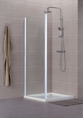 Paroi de douche Concerto retour fixe L 70 x H 195 cm profilé blanc verre transparent - ALTERNA