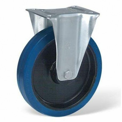 Roulette caoutchouc élastique bleu fixe diamètre 125 mm HEX-APPRO
