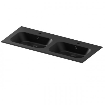 Plan de toilette All Day double vasque céramique noir mat 120 cm
