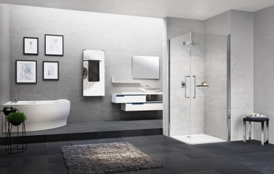 Porte pivotante extérieur Young 2 G 89 aqua chromé 89-91 cm NOVELLINI