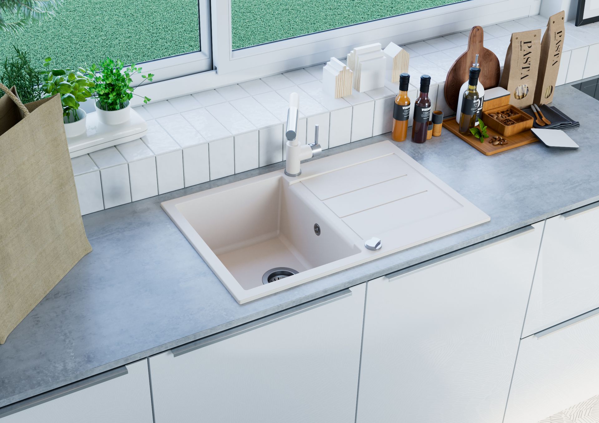 Evier Granit Blanc