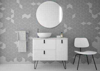 Plan de toilette Uniiq 900 en solide surface blanc mat Réf. 24727 SALGAR