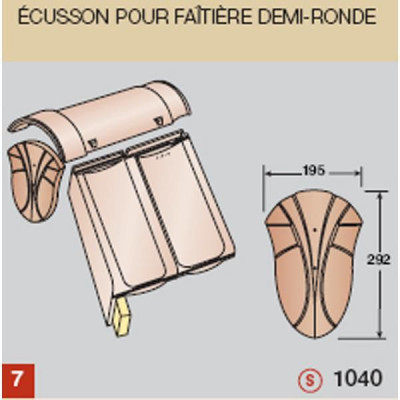 Écusson de faîtière-arêtier demi-ronde Seltz - terre cuite KORAMIC
