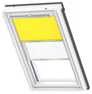 Store occultant/tamisant Duo DFD pour fenêtre de toît jaune plissé + blanc PK06 94 x 118 cm VELUX