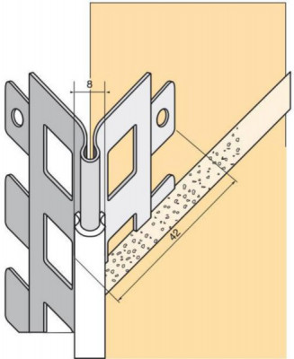 Profilé d'angle extérieur perforé à jonc acier/PVC blanc enduit 8 mm 3,00 m PROFIMO