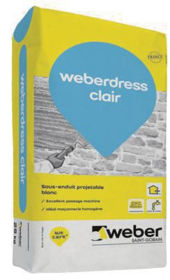 Corps d'enduit à projeter pour dressage Weber.Dress clair 25 Kg WEBER