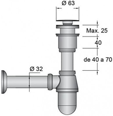 Siphon avec bonde en laiton chromé SALGAR