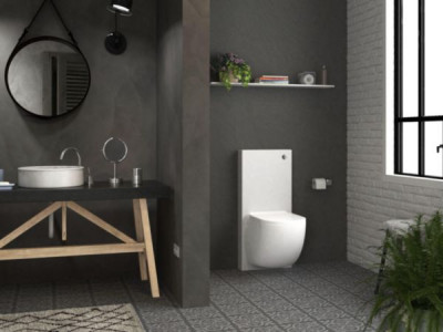 Cuvette suspendue compacte avec broyeur intégré châssis autoportant et abattant frein de chute blanc WATERMATIC