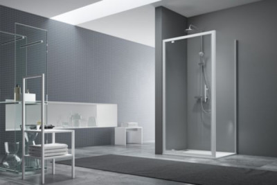 Paroi de douche Verseau 2 accès de face porte pivotante gain de place 80 cm