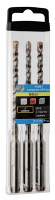 Forêts SDS+ mono taillant 6 x 160 coffret de 3 NOVIPRO 