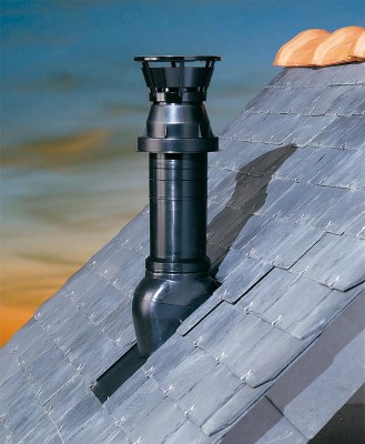 Terminal vertical Rolux Gaz aluminium et PVC diamètre 80 / 125 longueur 1150 mm Gaz Noir UBBINK